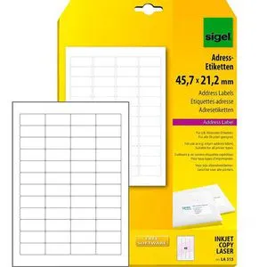 Sigel LA 315 Adressetiketten weiß 45.7 x 21.2 mm, 1200 Stück