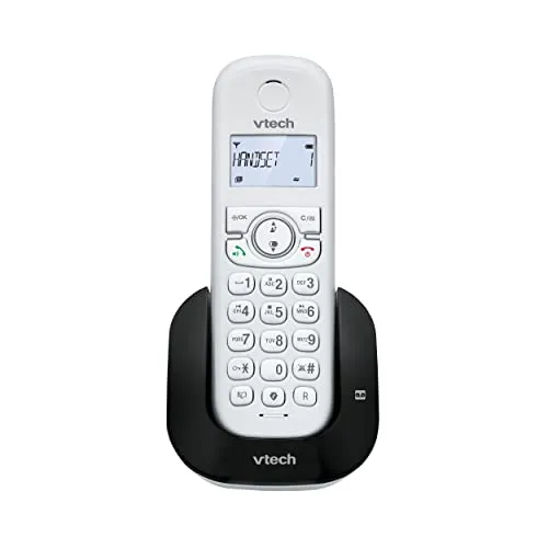 VTech CS1550 Schnurloses DECT-Telefon - Festnetztelefon mit doppeltem Ladedesign und Anrufbeantworter. Blockiert unerwünschte Anrufe und bietet eine beeindruckende Gesprächszeit von bis zu 13 Stunden.