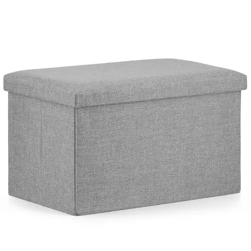 Home Collective Klapphocker, 2-in-1-Hocker und Stauraum, XL - 60 x 38 x 38 cm, 80 kg Sitzlast, 63 l Stauraum, leicht zu reinigendes Oxford-Gewebe, Sitzhocker Aufbewahrungsbox, grau