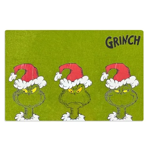 The Grinch – Platzmatte Platzdeckchen Filz 45×30cm Grün Tischdeko Weihnachtsdeko – Weihnachts Tischset mit Grinchmotiven – Filzuntersetzer für Teller als weihnachtliche Deko für Esstisch & Adventszeit