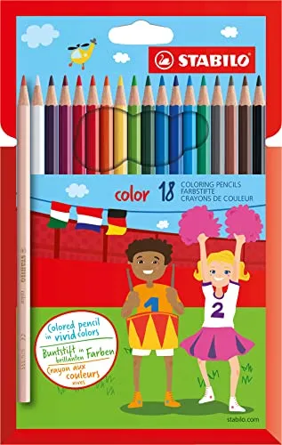 STABILO - Buntstift - color - 18er Pack - mit 18 verschiedenen Farben inkl. 3 Neonfarben