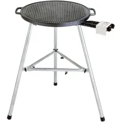 Paella World International Grillplatte Gussgrillplatten-Set mit Dreibein und Gasbrenner - Vielseitiges Grillplatten-Set für Paella-Fans, robuste Gusseisenplatten in verschiedenen Größen, ideal für 1 bis 8 Personen und inklusive Rezeptfibel.