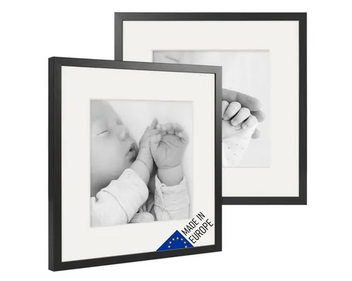 PHOTOLINI Bilderrahmen 2er Set Echtholz mit Passepartout - Stabile Holz-Bilderrahmen mit Passepartout für kreative Wandgestaltungen. Ideal zum Präsentieren Ihrer schönsten Erinnerungen und zur individuellen Gestaltung von Bilderwänden. Set enthält Zubehör für einfaches Aufhängen.