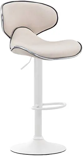 CLP Barhocker Las Vegas V2 - Stilvoller Barhocker mit Fußstütze, creme weiß - Bürostuhl: Moderner Barhocker mit stufenloser Höhenverstellung und bequemer Fußstütze für langanhaltenden Komfort.