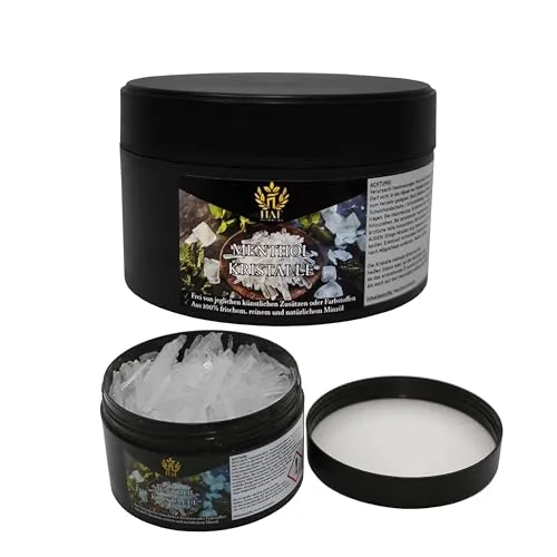 HAF® Mentholkristalle 50g in Dose | Saunakristalle aus 100% reinem Minzöl | Sauna Zubehör | Saunaaufguss | Befreit die Atemwege & sorgt für intensiven Duft in der Sauna | Qualität: Made in Germany