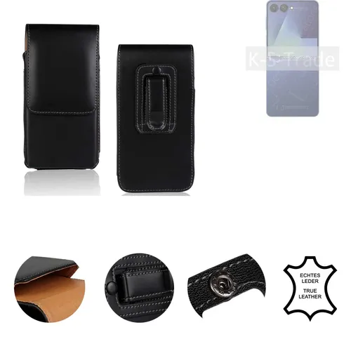 Echtleder Gürteltasche Schutzhülle für Samsung Galaxy Z Flip7 schwarz Case Sl