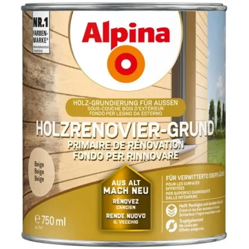 Alpina Renoviergrund Holz Beige Holz-Grundierung für Außen 750ml Liter SW