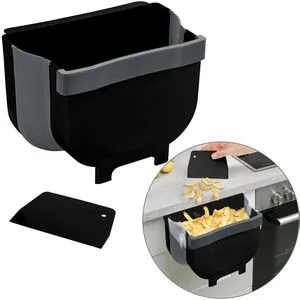 Wenko Mülleimer Fago, schwarz, Türabfalleimer aus Kunststoff, 5 Liter