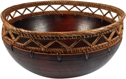GURU SHOP Geflochtene Holz Bastschale, Braun, 25x13cm - Dekorative Balsaholzschale in Braun, ideal für stilvolle Tischdekoration und Wohnaccessoires. Nicht lebensmittelecht, vielseitig einsetzbar und setzt kreative Akzente in jedem Raum.