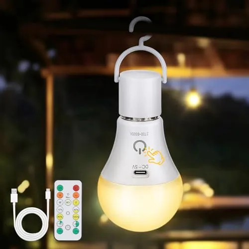 Kimjo E27 Wiederaufladbare Glühbirne mit Fernbedienung – 7 W, 3 Farben für Outdoor