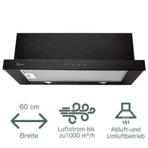 Flachschirmhaube Dunstabzugshaube 60cm Gurari GCH 117 Prime 1000m³/h