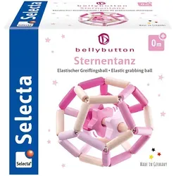 Selecta Greifling Bellybutton Exklusiv Holz Greifling-Ball Sternentanz rosa 64021 - Motorikspielzeug für Babys ab 12 Monaten, fördert die Hand-Augen-Koordination und ist aus hochwertigem Holz gefertigt.