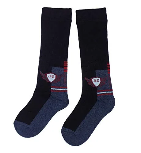 Weri Spezials Baby und Kinder Frottee Thermo Plüsch Kniestrümpfe für Mädchen und Jungen - Gut für Sport Ski Kälte! Mit verschiedenen Muster-und Farbvariationen. (35-38, Marine BE)
