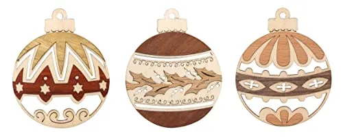 Kuhnert Drechslerei Schmuckanhänger/Baumschmuck - Motiv: Weihnachtskugeln im 6er Set - Höha: ca. 7 cm - Made in Germany