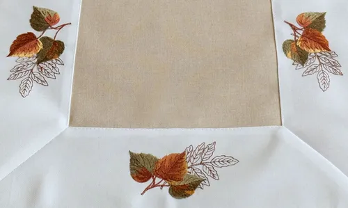 texpot Tischdecke mit Stickerei Blätter Herbst Deko (1-tlg)