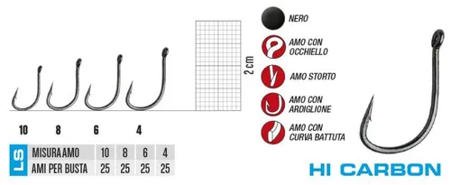 AMI LS-3614F HI CARBON SIZE 8 GAMAKATSU AMO LS 3614 F HOOKS MARE ANZUELOS