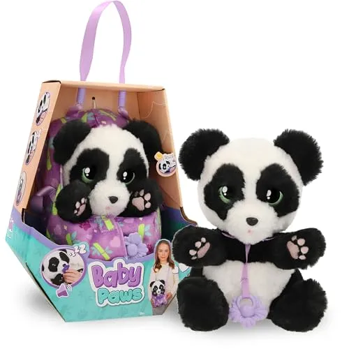 Baby Paws Panda INTERAKTIVES PLÜSCHTIER – Süßer interaktiver Plüschpanda mit Tragebeutel
