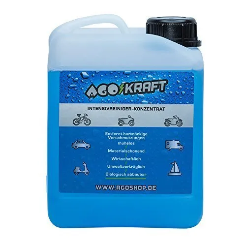 AGO® Kraft Fahrzeugreiniger Felgenreinigung Fahrzeugpflege I Vielseitiger Hochkonzentrat Reiniger bis 1:50 für Felgenpflege Reinigung Auto Motorrad Fahrrad Wohnwagen uvm I Felgenreiniger 2000 ml