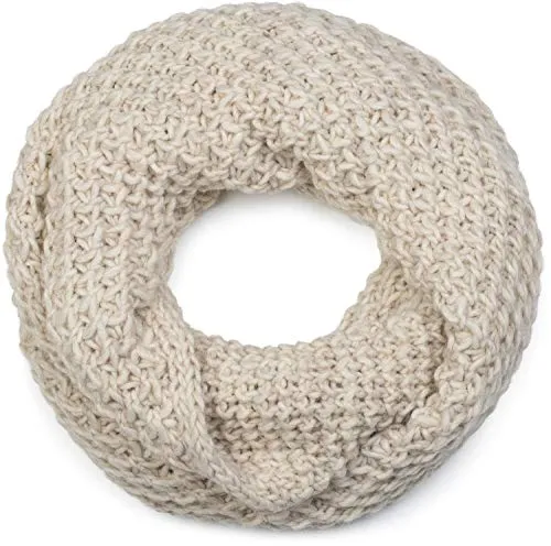 styleBREAKER Unisex Grob Strick Loopschal Beige - Einfarbiger, voluminöser Strick Loopschal in grober Optik. Angenehm warm und elastisch, perfekt für kalte Tage. Kann mehrfach um den Hals getragen werden. Größe: ca. 69 x 27 cm. Ideal für Damen.