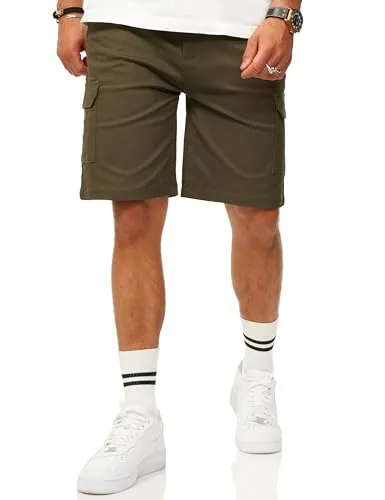 Soulstar Herren Kurze Hose Cargoshorts mit Stretch - Bermuda Sommershorts für Männer - Elastische Chinoshorts im Regular-Fit S2_GIDLEY-Olive-W34
