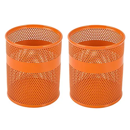 EasyPAG 2 Stück Metall Schreibtisch Organizer Stiftehalter Stiftköcher Makeup Pinsel Halter Utensilienschalen Büro Organisation Zubehör Ablage,Orange