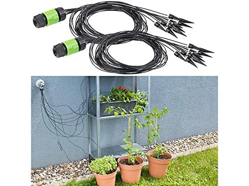 Royal Gardineer Tropfbewässerung: 2er-Set Mikro-Bewässerungssysteme mit je10 Bewässerungs-Spitzen (Microbewässerung, Tropfbewässerung Set, Bewässerungscomputer)