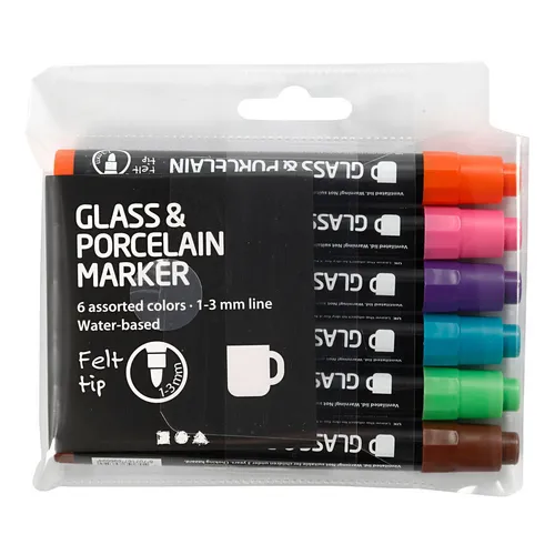 Glas-/Porzellanmarker, 6Stk, Zusatzfarben