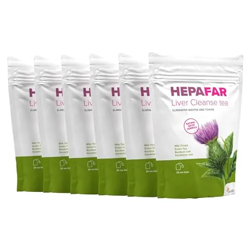 Leber Entgiften – Grüner Tee, Mariendistel, Löwenzahn und Klettenwurzel – Löwenzahntee – 120 Teebeutel – Hepafar von Sensilab