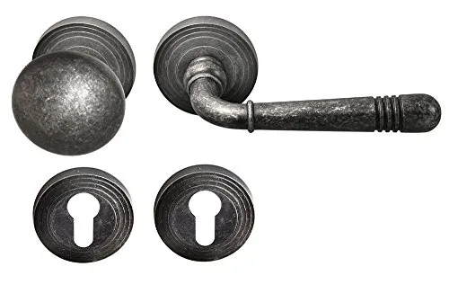 Häusler Onlinehandel GmbH Türbeschlag 1663 Helena R WE-Rechts Antik Grau Türklinke