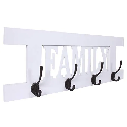 Mendler Wandgarderobe HWC-C60 Family, Garderobe Garderobenpaneel, Shabby-Look Vintage 60x21cm - weiß lackiert