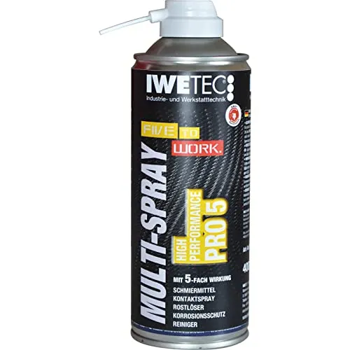 IWETEC Multi-Spray HighPerfomance Pro5 400 ml – 360° Sprühventil, Ohne Silikon & PTFE, Rostlöser & Schmiermittel, Kontaktschutz, Rostschutz, Reiniger