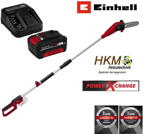 Einhell Akku-Hochentaster GC-LC 18/20 Li T mit 4.0 Ah Akku - Hochentaster für kabelloses Arbeiten, ausgestattet mit leistungsstarkem 4.0 Ah Li-Ion Akku und Ladegerät, ideal für Gartenpflege und Baumarbeiten.
