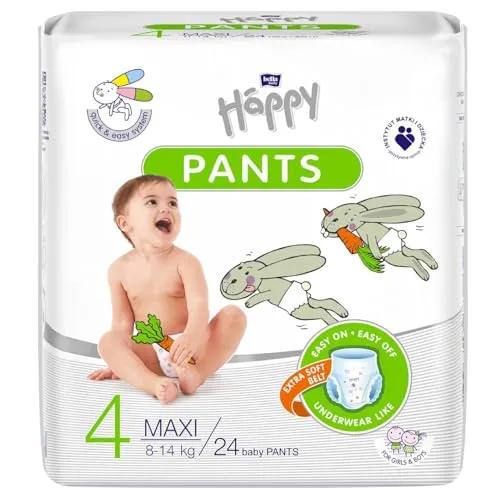 bella baby Happy Windel Pants Größe 4 Windelhöschen für Kinder Maxi 8-14 Kg 24 Stück, Töpfchen Trainingshose