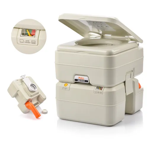 Campingtoilette 20L - Tragbare Chemietoilette für Reisen - Camping-Toilette mit 20L Abwassertank, ideal für Camping und Outdoor-Aktivitäten. Antimikrobielle und tragbare Konstruktion für höchsten Komfort!