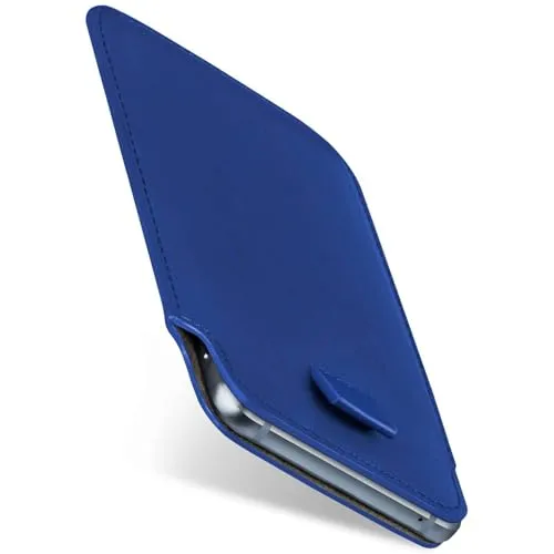 moex Slide Case für Samsung Galaxy S24 Handytasche zum Einstecken Ultra dünn, Einsteckhülle Holster Hülle PU Leder, Sleeve Etui Handyhülle mit 360 Grad Komplettschutz, Blau