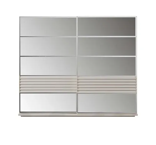 Xlmoebel Kleiderschrank Grauer Designer-Kleiderschrank aus Holz mit eleganten Linien (1-St., Kleiderschrank) Hergestellt in Europa