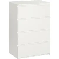 HOMCOM Kommode mit 4 Schubladen - Elegante Kommode in Weiß, 55 x 33 x 80 cm, mit kippsicheren Zuglaschen für sichere Aufbewahrung und stilvolle Organisation Ihrer Kleidung.