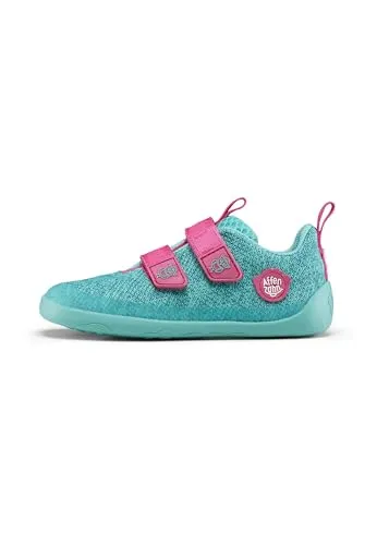Affenzahn Barfußschuh Knit Happy Eule - Türkis - Sneaker für Jungen mit flexiblem, veganem Knit Material für ein optimales Barfußgefühl. Leicht und rutschfest, ideal für aktive Kinder.