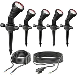 5er Set Gartenstrahler PIRK mit Erdspieß, IP44, GU10 LEDs von LEDs Com