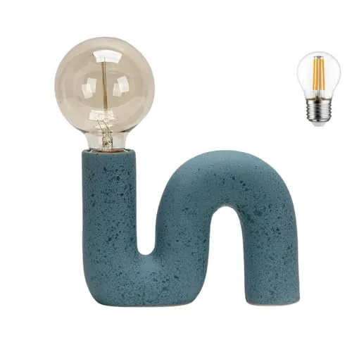 Luxus Tischlampe Berlin - Blau - H15xØ6 - Armatur E27 - Keramik - Schlafzimmer - Wohnzimmer - Schreibtischlampe
