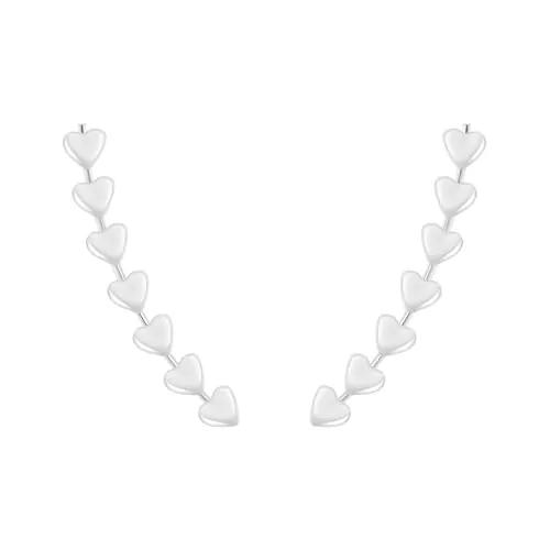 Monkimau - Ohrklemme, Ear Cuff aus 925 Sterling Silber - Herz Design - ohne Stechen, hypoallergen & nickelfrei, elegant, filigran, modern, minimalistisch