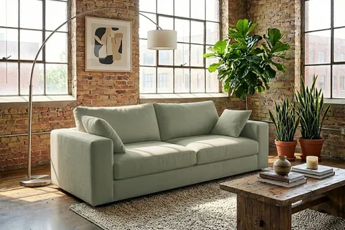 KAWOLA Sofa AMINA 3-Sitzer Stoff grün von KAWOLA