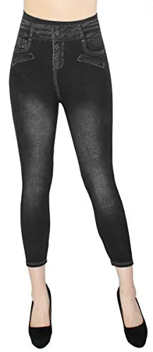dy_mode Capri Leggings Damen 7/8 Jeggings Caprihose Sommer - 7LG510 (36-40, 7LG257-Schwarz)