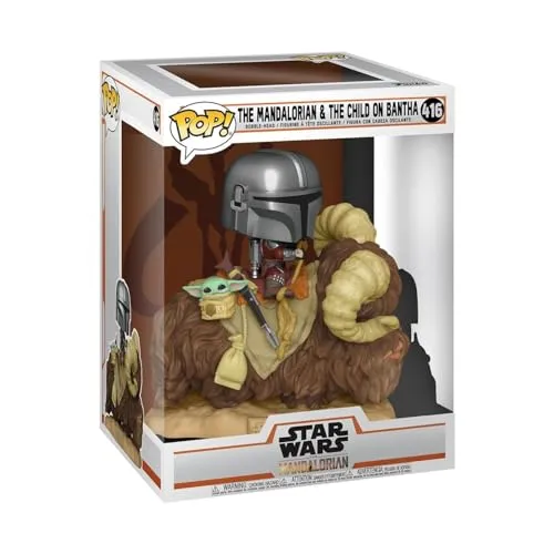 Funko POP! Deluxe Star Wars - Mando on Bantha mit Kind - Spielfigur aus der beliebten Star Wars Reihe, ca. 17,1 cm groß, ideal zum Sammeln und Dekorieren, offiziell lizenziert von Funko.