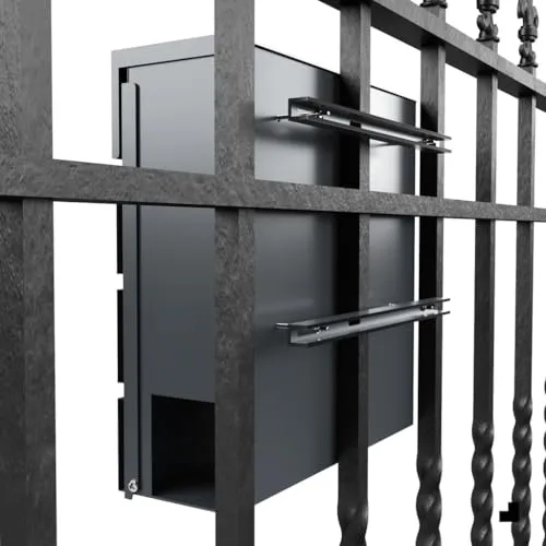 PRINTIMA Montageset für Briefkasten am Zaun, Briefkasten, Hausnummernschild, Schild, Platte, 2-teilig, Zaunmontage, 32 cm x 1,7 cm, anthrazit