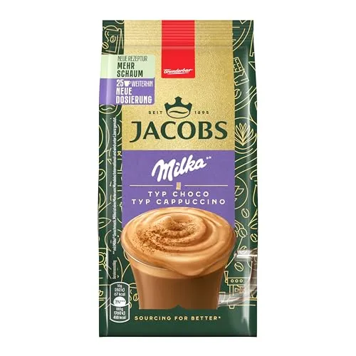 Jacobs Typ Cappuccino Choco Milka, Getränkepulver mit löslichem Bohnenkaffee, Instant Kaffee, für 25 Getränke, 400 g