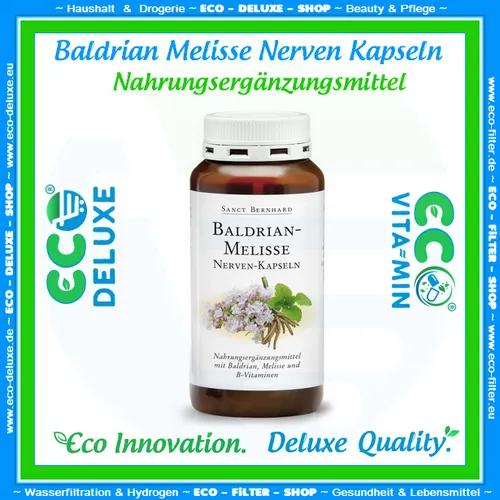 Sanct Bernhard Baldrian-Melisse-Nerven-Kapseln - 240 Kapseln - Pflanzliches Ergänzungsmittel mit Baldrian und Melisse, unterstützt die normale Funktion des Nervensystems und fördert Entspannung. Seit 1903 für Ihre Gesundheit!