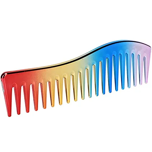 Breite Zahnkämme,kein Griff Detangler Kamm Frauen Professioneller Haarstyling-Kamm für Lockiges oder Glattes Haar Nasses oder Trockenes Haar(Regenbogenfarben)