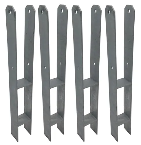 BURI 4er Set H-Anker Pfostenträger feuerverzinkt 71 x 600 mm