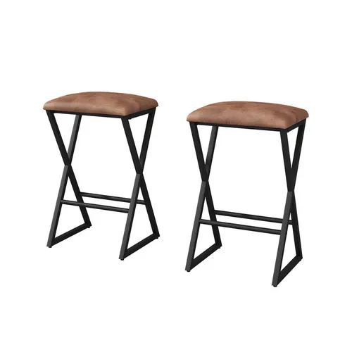Vicco Barhocker Vault 2er Set, stilvolle Hocker für die Bar in Braun - Barhocker 2er Set mit eleganter PU-Polsterung und robustem Stahlgestell, ideal für stilvolle Wohnräume. Maße: 30 x 40 x 64 cm.
